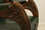 Carved Oak And Leather Glastonbury Armchair