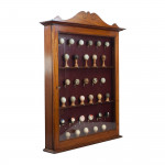 Mahogany Display Wall Cabinet With Collection Of 33 Golf Balls