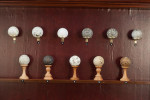 Mahogany Display Wall Cabinet With Collection Of 33 Golf Balls