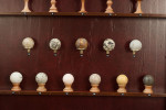 Mahogany Display Wall Cabinet With Collection Of 33 Golf Balls