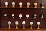 Mahogany Display Wall Cabinet With Collection Of 33 Golf Balls