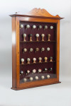 Mahogany Display Wall Cabinet With Collection Of 33 Golf Balls