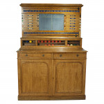 Victorian Oak Billiard, Lifepool Scoreboard With Cabinet.
