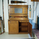 Victorian Oak Billiard, Lifepool Scoreboard With Cabinet.