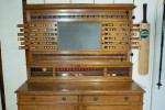 Victorian Oak Billiard, Lifepool Scoreboard With Cabinet.