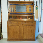 Victorian Oak Billiard, Lifepool Scoreboard With Cabinet.