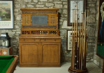 Victorian Oak Billiard, Lifepool Scoreboard With Cabinet.