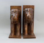 A Pair Of Large Elephant Bookends.