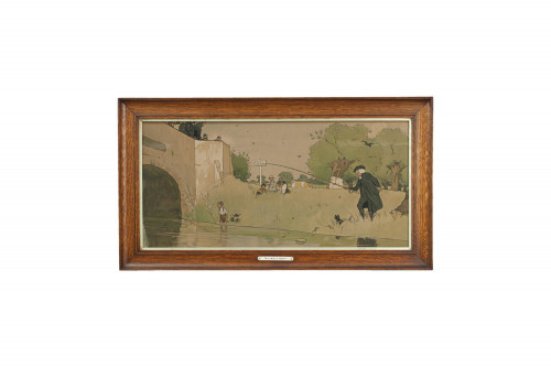 Pair Of Cecil Aldin Hunting And Fishing Pictures