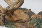 Pair Of Red Deer Antlers On Carved Shield