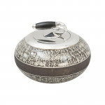 A Ceramic Curling Stone Shape Tobacco Jar Biscuit Barrel