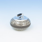 A Ceramic Curling Stone Shape Tobacco Jar Biscuit Barrel