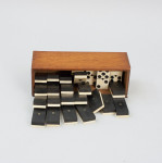 Boxed Set Of Vintage Dominoes In Mahogany Box.