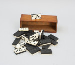 Boxed Set Of Vintage Dominoes In Mahogany Box.