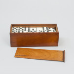 Boxed Set Of Vintage Dominoes In Mahogany Box.