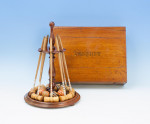 Antique Table Croquet Set On Stand