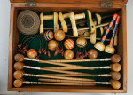 Antique Table Croquet Set On Stand
