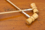 Antique Table Croquet Set On Stand