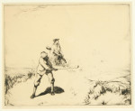 Out of the Bunker, Golf Etching by John R. Barclay