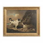Oil On Board, Two Dogs After G. Moreland