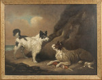 Oil On Board, Two Dogs After G. Moreland