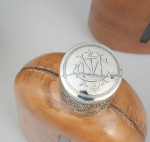 Leather Cased Set Of Hipflasks