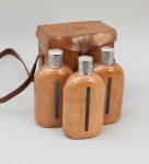 Leather Cased Set Of Hipflasks