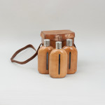 Leather Cased Set Of Hipflasks