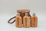 Leather Cased Set Of Hipflasks