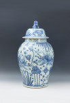 Pair Of Blue And White Baluster Temple Jars
