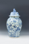 Pair Of Blue And White Baluster Temple Jars