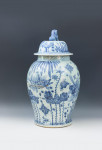 Pair Of Blue And White Baluster Temple Jars