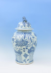 Pair Of Blue And White Baluster Temple Jars