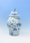 Pair Of Blue And White Baluster Temple Jars