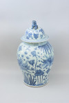 Pair Of Blue And White Baluster Temple Jars