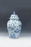 Pair Of Blue And White Baluster Temple Jars