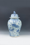Pair Of Blue And White Baluster Temple Jars