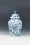 Pair Of Blue And White Baluster Temple Jars