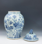 Pair Of Blue And White Baluster Temple Jars