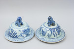 Pair Of Blue And White Baluster Temple Jars