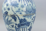 Pair Of Blue And White Baluster Temple Jars