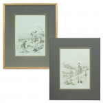 Pair Of Fishing Watercolours, Got Him & Lost Him By F.P. Hopkins (Shortspoon)