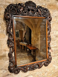 Antique Carved Oak Wall Mirror