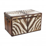 Leather And Zebra Skin Travelling Trunk