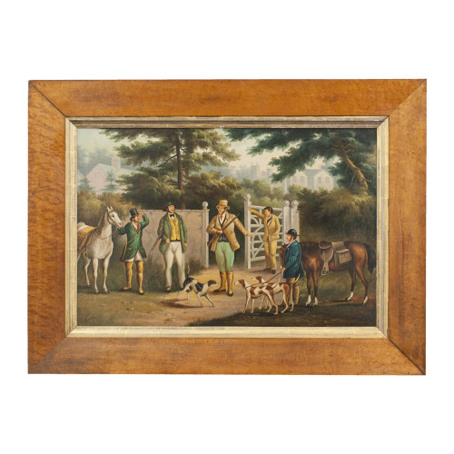 Oil On Canvas 19th Century Hunting Party