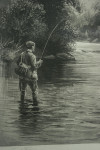Trout Triptych Fishing Photogravure