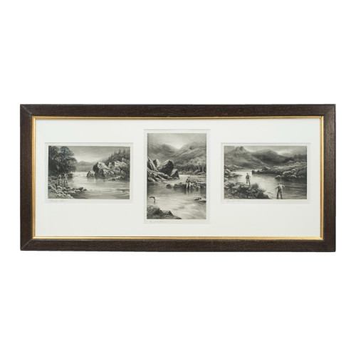 Salmon Triptych Fishing Photogravure