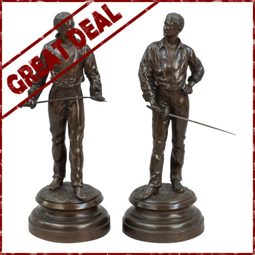 Pair Of Bronze Fencing Figures