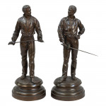 Pair Of Bronze Fencing Figures