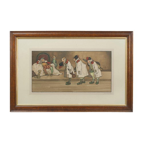Signed Old King Cole Print, After Hassal